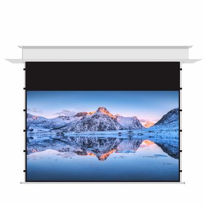 China XG 84 inch electric ALR ULT hidden in the ceiling motorized tag voltage projection screens, 4k hd projector screen projection for sale