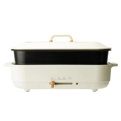 China With Two Design Best Quality Multi Cooker 1200W Auto Separated Hot Pot Cooker 3.5L Electric Pan With Grill Pan for sale