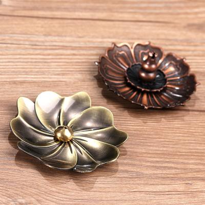 China Lotus Incense Holder Stick Incense Burner Aromatherapy Pure Brass Chinese Incense Burner Incense Holder For Stick for sale