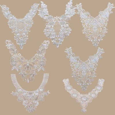 China Guipure Design Fashion Water Soluble Trim Lace Collar Applique Embroidery Lace Collar Lace for sale