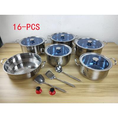 China Sustainable Cookware 14/16PCS Set Casserole Set Pots And Pans Saucepan Set Stainless Steel for sale