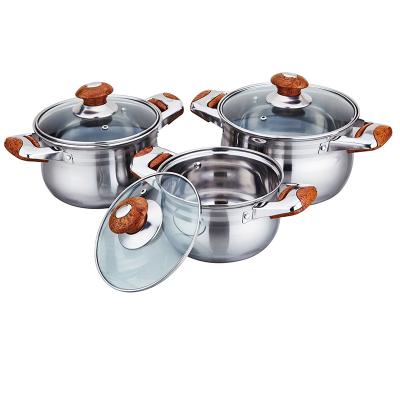 China Best Viable Price Manufacturer 6pcs Stainless Steel Cookware Cooking Pots and Pans Sets Custom Logo OEM SS Nonstick Frying Pan for sale