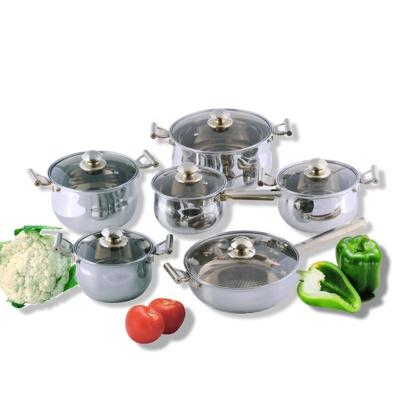 China Amazon Best Viable Hot Sales Price Manufacturer 12PCS Stainless Steel Cookware Sets Cooking Pots and Pans Nonstick Pan Logo OEM for sale