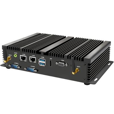 China Industrial Fanless Display 2*COM RS232 Dual LAN Wi-Fi PC Dual Core i7-5500U Dual Cores 16G RAM 256G SSD VGA Mini Computer for sale