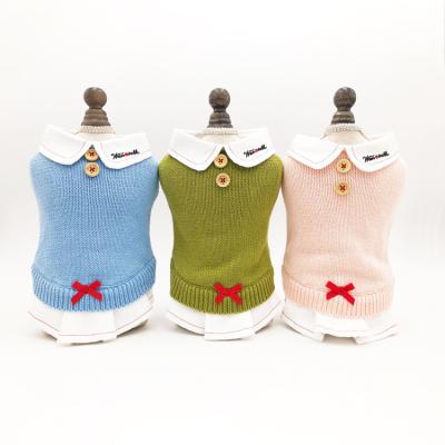 China 2021 Viable Green Color Cotton Fabric Popular Custom Knitted Pet Sweater Fabrics Pet Clothes For Pet Outwear for sale