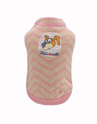 China The Stocked Hot Pink Color Stripe Apparel Pattern Cute Cartoon Pet Sweater With Embroidery Accessories For Pet Outwear for sale