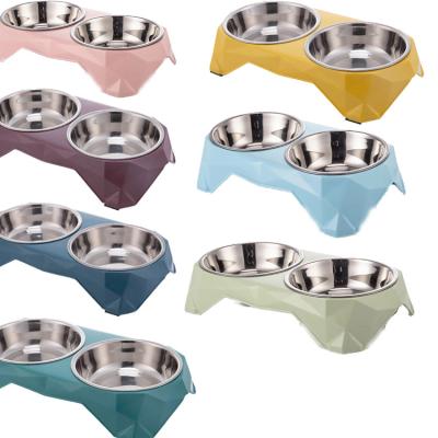 China High Quality Non-Slip Stocked Stainless Steel Pet Bowls for Cats and Dogs Anti-Rolling High Foot Dog Bowls for sale