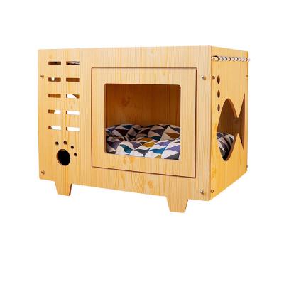 China Cheap Safe Wooden Dog Cat House Travel Pet Cave Room Dog Houses Detachable Wooden Indoor Pet Houses for sale