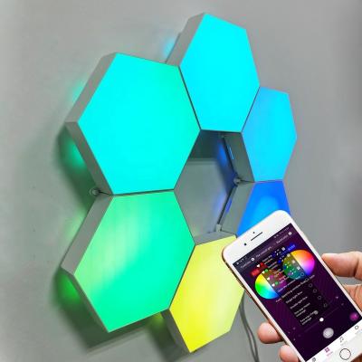 China DIY Led Art Panel Wall Lamp Creative RGB LED Night Light App Control 3D LED Art Panel Smart LED Art Panel Light for sale