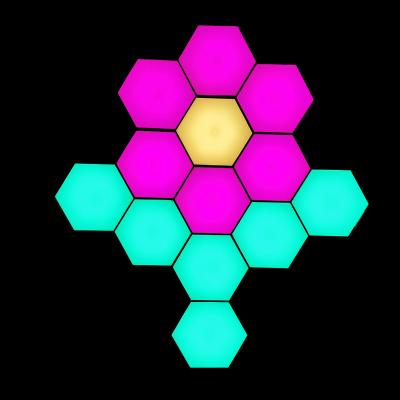 China Modern Hexagon Wall Lights 6 Packs For Bedroom Game Room Decor Led Wall Decor Game Wall Lights For RGB Home Decor for sale