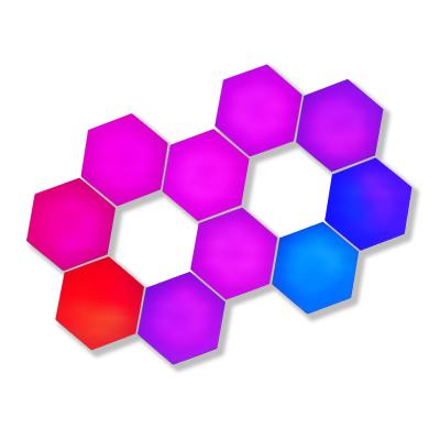 China DIY 6pcs Tuya Wifi Smart Touch Lamp Switch Voice Control Light Music Sync Hexagon Quantum Led Wall Lamp Honeycomb for sale