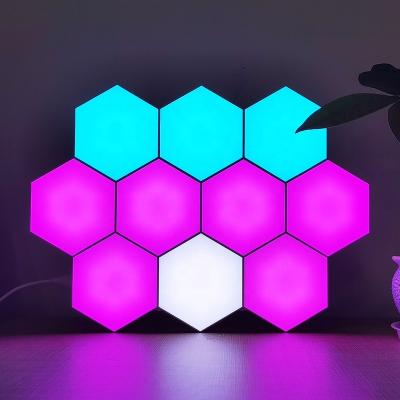 China DIY Wifi Smart Home Decorative Hexagonal Wall Lights Tuya APP Controlled Led Panels DIY RGB Indoor Night Lamp Work With Google Alexa for sale