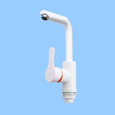 China Thermostatic Faucets Wholesales Kitchen White Plastic Single Faucet Bathroom Sink Main 7 Hole 360 ​​Bend Hose Shape Extension for sale