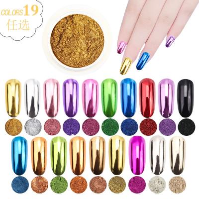 China 1pc 19Colors Nail Glitter Cosmetic Mirror Powder Chrome Dust Dye 0.5g Paint Dip Metallic Shiny With Effect Magic Dust for sale