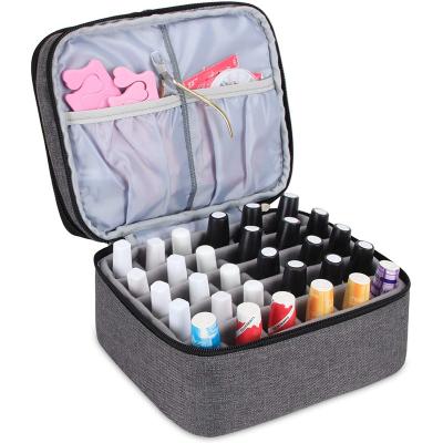 China 2 Layers Outdoor Portable Multi-Compartment Nail Polish Bag With Zipper Handle Essential Oil Packaging Bag for sale