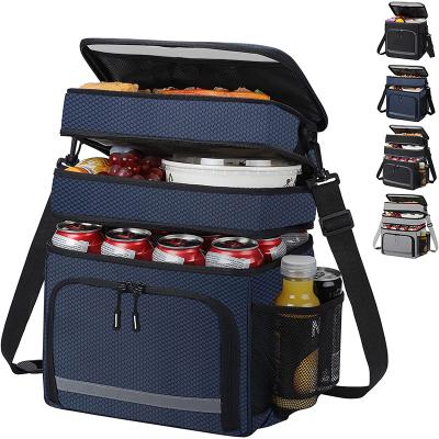 China Wholesale Fashion Factory Large Lunch Bag Double Layer Portable Outdoor Picnic Bag Insulated Travel Cooler Storage Tote Bag for sale