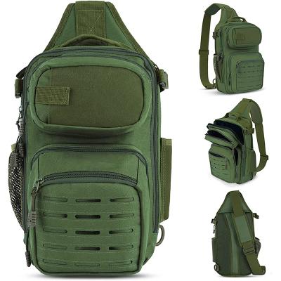 China Tactical Rod Bag Molle Pouch Small Waterproof Fishing Tackle For Men Shoulder Backpack With Fishing Rod Line Storage Bag for sale