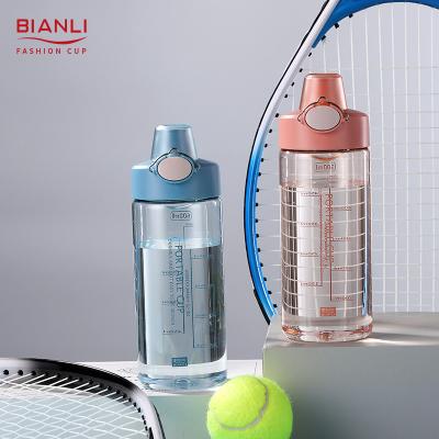 China 600ml/20oz Stocked Customized Portable Sports Bodybuilding Reusable Transparent Transparent Water Bottle for sale