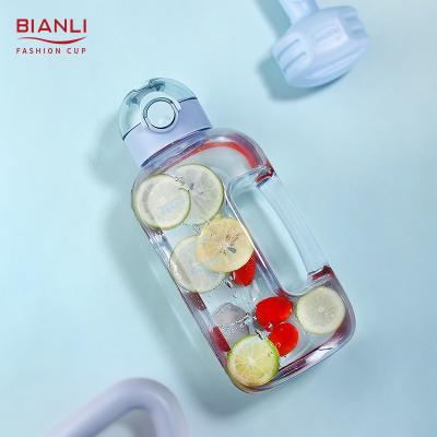 China 2000 ml Sustainable Drinking Transparent Plastic Portable Motivational Healthy Water Bottles for sale