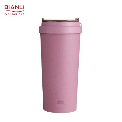 China Sustainable Hot Selling Plastic Wheat Straw Coffee Cups Reusable Biodegradable Double Wall Travel for sale