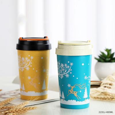 China Straw Eco Friendly Outdoors Luxury Wholesale Sustainable Travel Wheat Double Wall Unique Coffee Mugs With Logo for sale