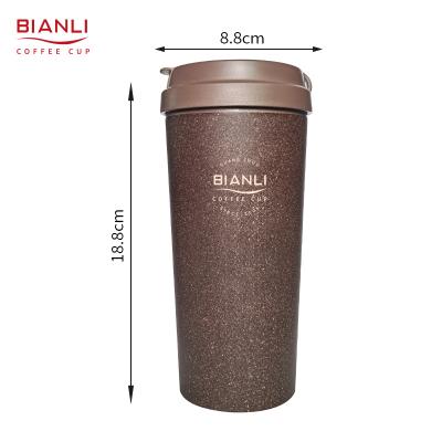 China Sustainable Custom Printing Plastic Portable Reusable Double Wall Coffee Cup Reusable Glass Biodegradable for sale