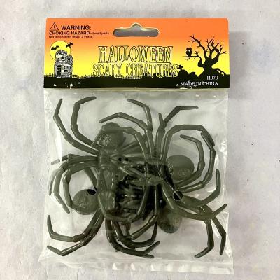 China Alert People Halloween Creature PVC Black Long Leg Spider 4pcs Set for sale