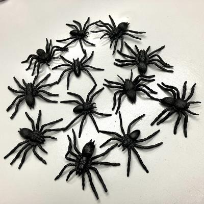 China Alert People Halloween Creature PVC Black Spider 12pcs Set for sale