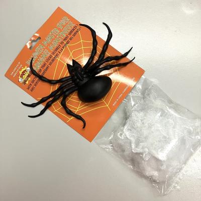 China Stick on the Wall Halloween Creature PVC Spider with Suction Cup and 15g Spider Web for sale