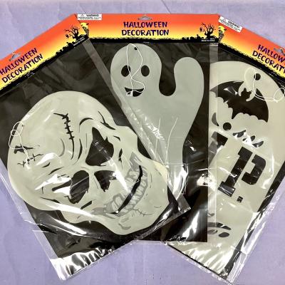 China Hanging Decoration Large Plaque Halloween Decoration Glow In The Dark Skull Ghost Headstone for sale