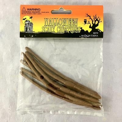 China Alert People Halloween Creature PVC Brown Earhworm 8pcs Set for sale