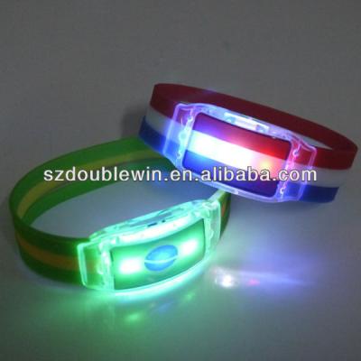 China Promotional Flag Pattern Flashing Led Flag Silicone Wristband For Event for sale