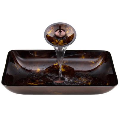 China Eco - Friendly Square Tempered Glass Vessel Sink Bathroom Wash Basin for sale