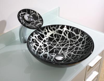 China Eco - Friendly Colored Tempered Glass Bathroom Basin Sinks for sale