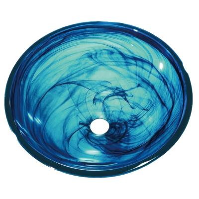 China Eco-friendly Round Shape Tempered Glass Vessel Sink UPC Bathroom Basin With Waterfall Faucet for sale