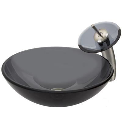 China Eco-friendly Cheap Black Glass Hotel Wash Basin Wholesale Price for sale