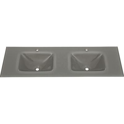 China Modern Tempered Glass Double Above Basin in Gray HL-1500D for sale