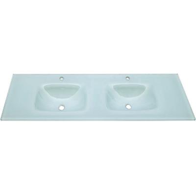 China Modern Super White Tempered Glass Countertop Bathroom Vanity HL-ICE1500D for sale