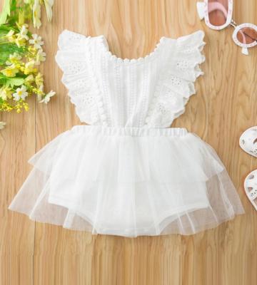 China Lace Baby Clothing Gauze Irregular Hem Girl Twirl Nylon Dress Boutique Toddler Sale Floating Washable Hot Girl's Sleeve Dresses for sale