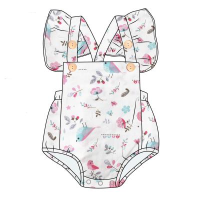 China Summer 100% cotton flower print rompers toddler clothing boutique jumpsuit jumpsuit infant children for sale