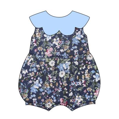 China 100% Sleeveless Baby Toddler Onsies Rompers Boutique Flower Print Cotton Infant Jumpsuit Clothes Jumpsuit Kids for sale