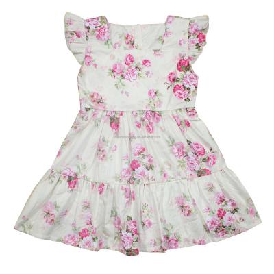 China Summer Kids Baby Floating Washable Sleeve Clothes Girls Hot Sale Sweet Rose Princess Dress Flower Pattern Party Wear for sale