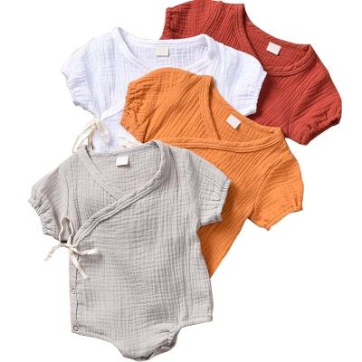 China 100% Cotton Summer Baby Clothes Kids Pants Short Sleeve Waist Pleated Sleeveless Baby Girl Floating Rompers for sale