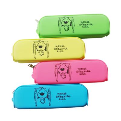 China Existing Promotional Waterproof School Pencil Case Pen Bag Cute Animal Cartoon Large Capacity Silicone Zipper Gift Mold Custom Printing for sale