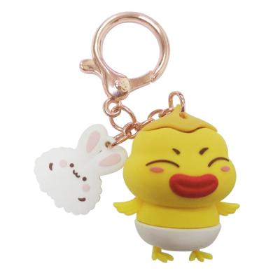 China Customize (2D or 3D) Promotional Gifts Custom Design 3d Cute Animal PVC Soft Figure Cartoon Silicone Key Chain Keychain for sale