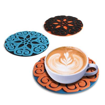 China Factory Workable OEM Printed Silicone Rubber Suction Coffee Mug Coaster Wine Glass Warmer Coaster For Drinks for sale