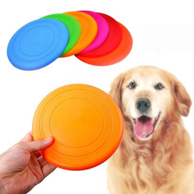 China Factory Sustainable Custom Round Dog Pet Training Chew Toys Bite Resistant Silicone Flight Disc Frisbeed for sale