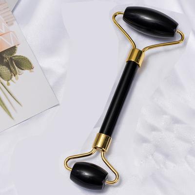 China Whitening Oem Logo Customized 100% Natural Jade Stone Black Obsidian Jade Roller For Facial Massage for sale