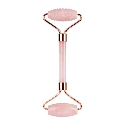 China Whitening Factory Wholesale 100% Natural Authentic Rose Quartz Spikey Jade Roller For Face Massage for sale