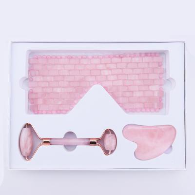 China Personal Skin Care Skincare Massage Tool Eye Mask Set Jade Roller Face Lift massager jade Roller Face With Gua Sha Scraper for sale